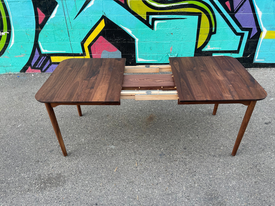 Mid Century Walnut Solid Dining Table Extendable