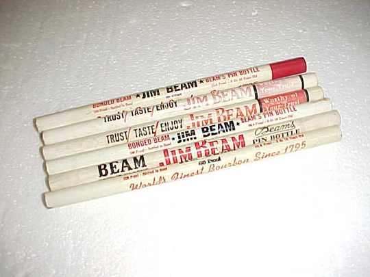 6 Jim Beam Oversized Advertising Pencils Never Sharpened