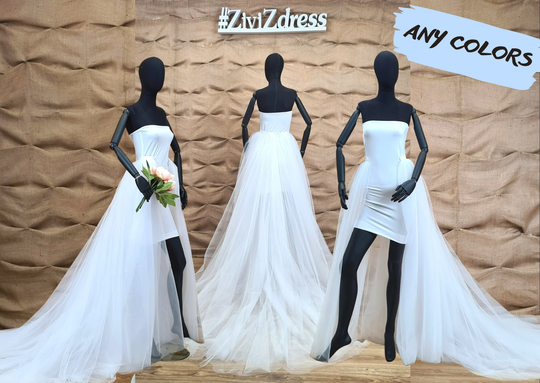 Detachable Train Without Belt in Front, Detachable For Wedding Dress, Tulle Skirt, Victorian Skirt