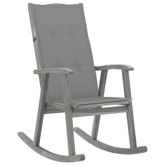vidaXL Rocking Chair with Cushions Gray Solid Acacia Wood