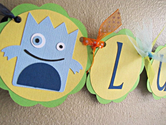 Monster Party High Chair Banner, Little 1st Birthday Highchair Decoration, Halloween Banner