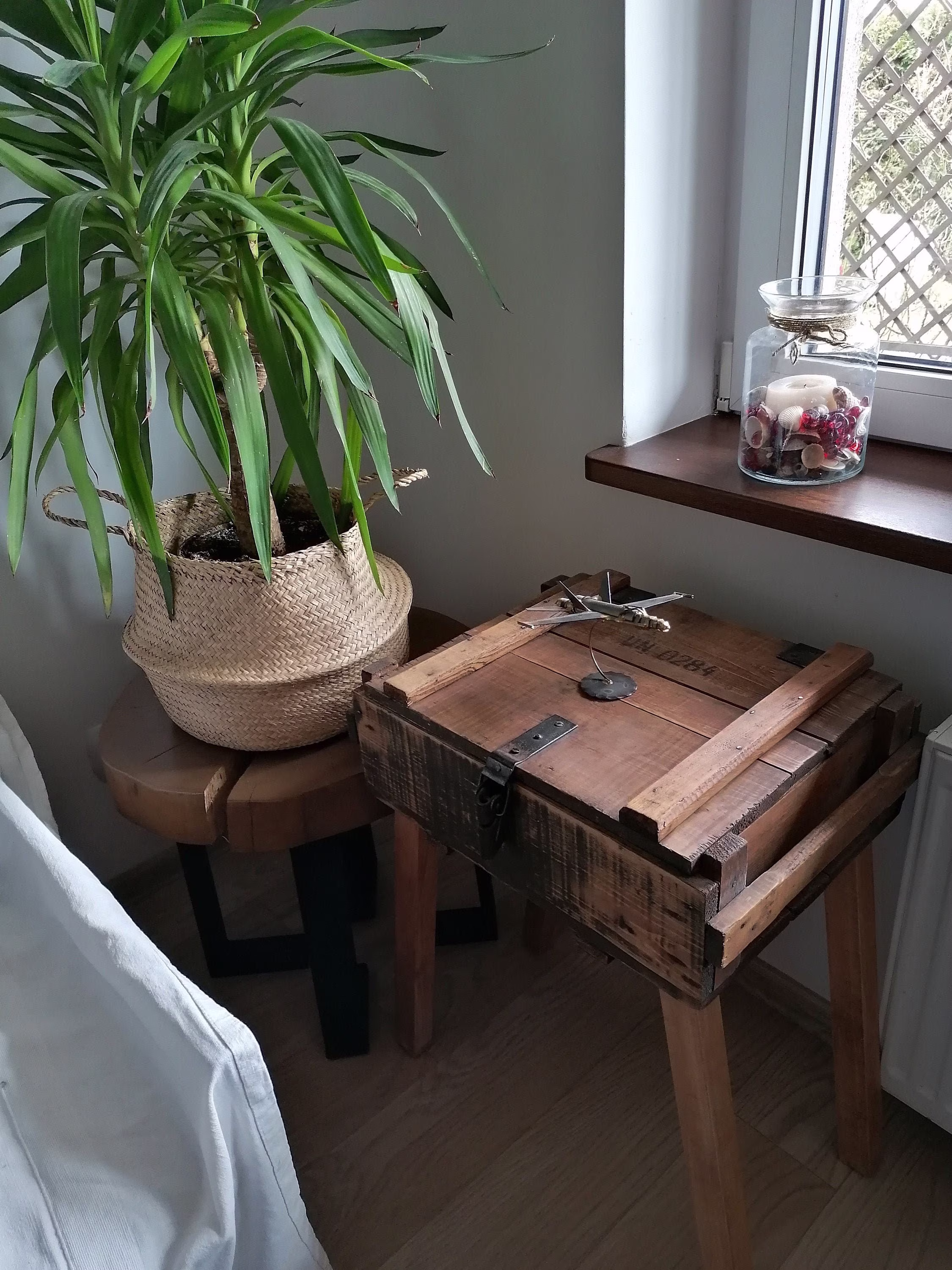 Ammo Crate Table, Wooden Plant Stand, Table With Storage, Military Chest, Rustic For Farmhouse Home, Wooden Small