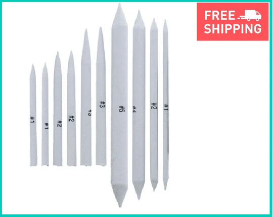 Us Art Supply 10Pc Blending Stump Tortillon Stick Set Pastel Chalk Drawing