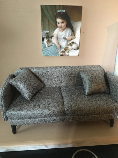 Grey Leather Sofa, Including 2 Pillows, Lovely Finish