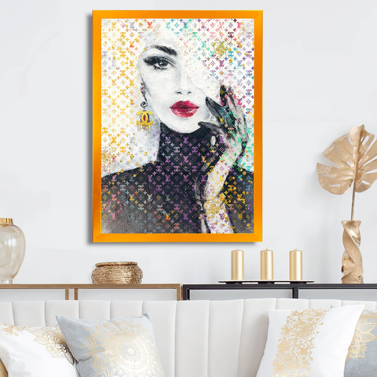 Designart 'Multi-Color Female Luxury Portrait I' Fashion Framed Art Print