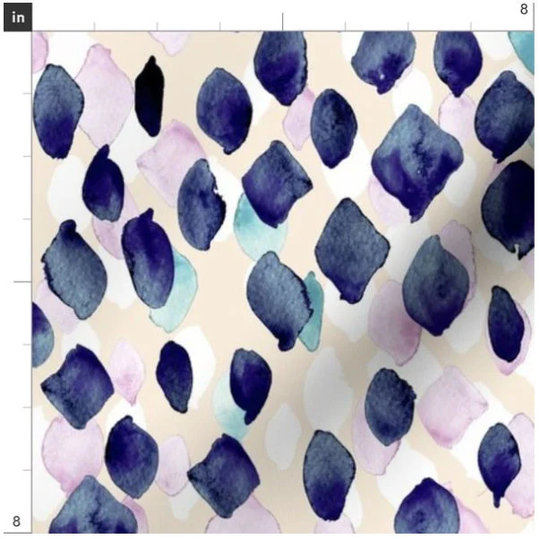 Indigo Rain Fabric By The Yard | Raindrops Nature Blue Outdoors Watercolor Print To Order Custom