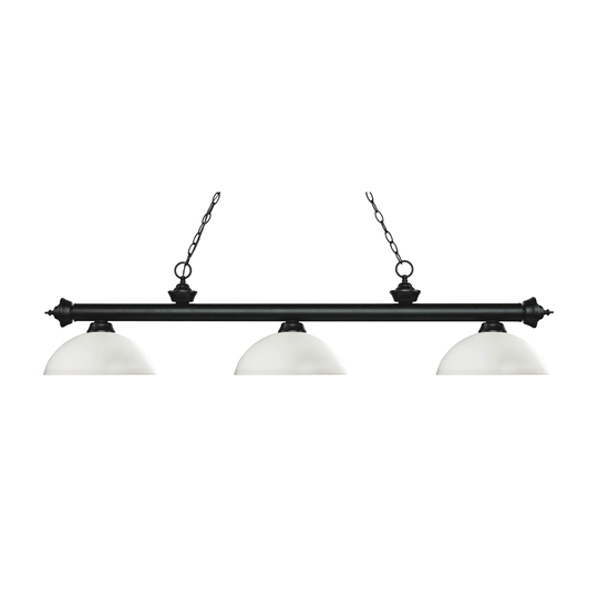 Avery Home Lighting Riviera Matte Black 3-light Island/Billiard Dome Matte Opal-finished Light - Matte Black