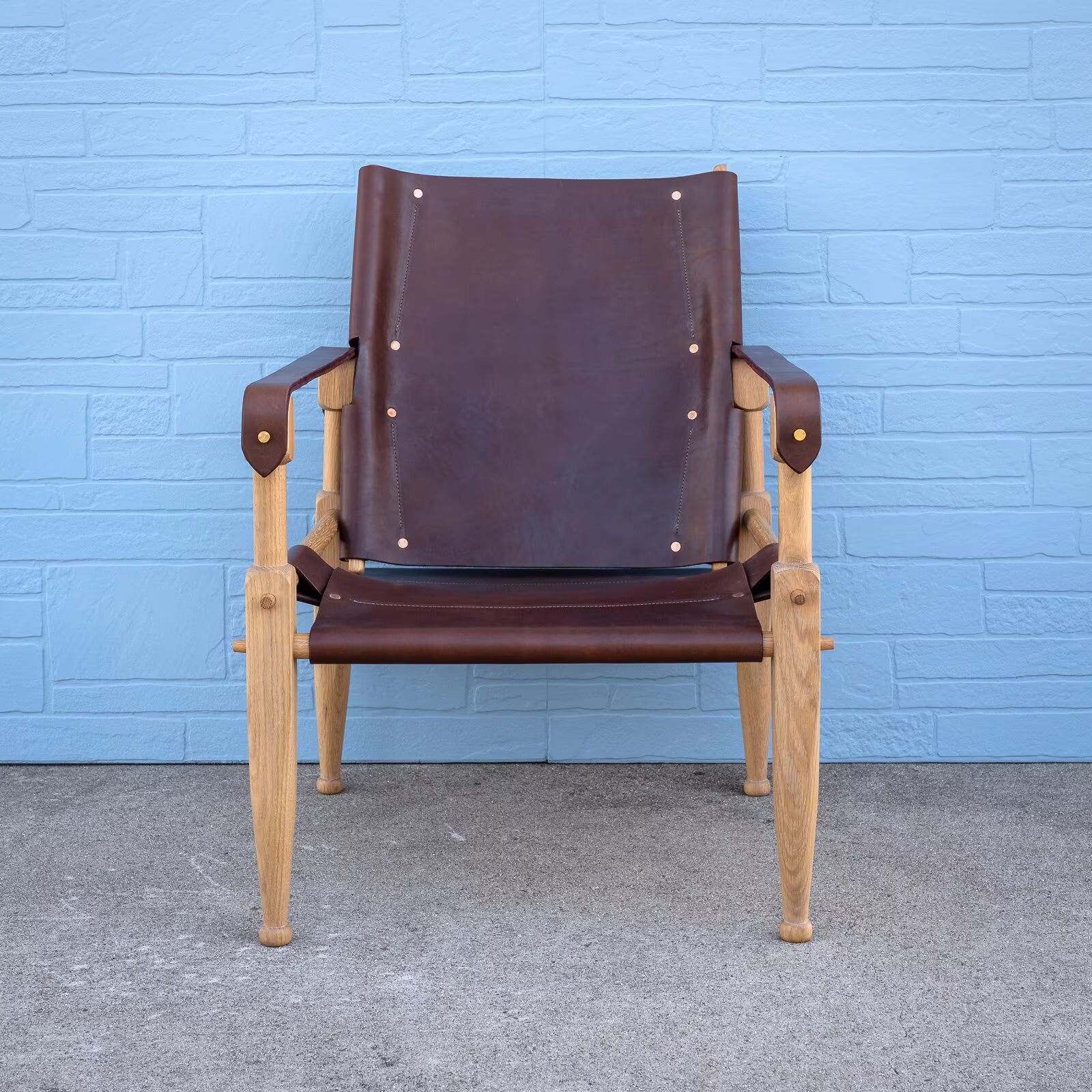 Limbo Safari Lounge Chair in White Oak & Leather