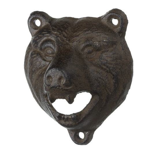 9 Rustic Brown Black Style Bear Wall Mounted Bottle Opener 3.75"