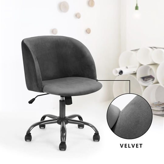 HOMYLIN Modern Office Chair Velvet Grey Fabric Height Adjustable