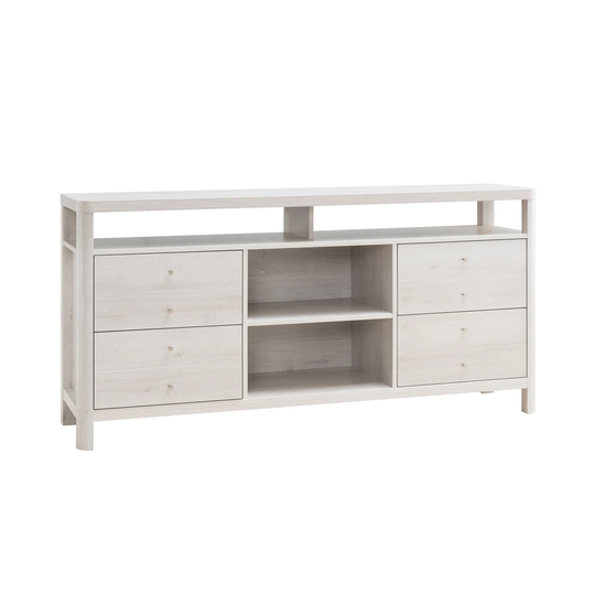 60 Inch Modern Sideboard Buffet Console Cabinet, 4 Drawers, Wood, White Oak