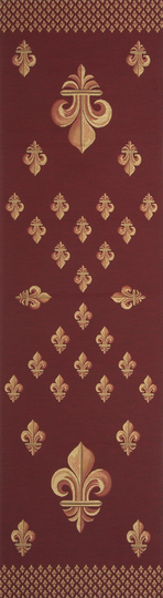 Royal Fleur De Lys Red Table Runner - Jacquard Woven Tapestry USA Hand Finished French