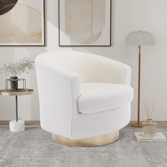Modern Boucle Swivel Accent Barrel Chair, 360 Degree Club Arm Chair