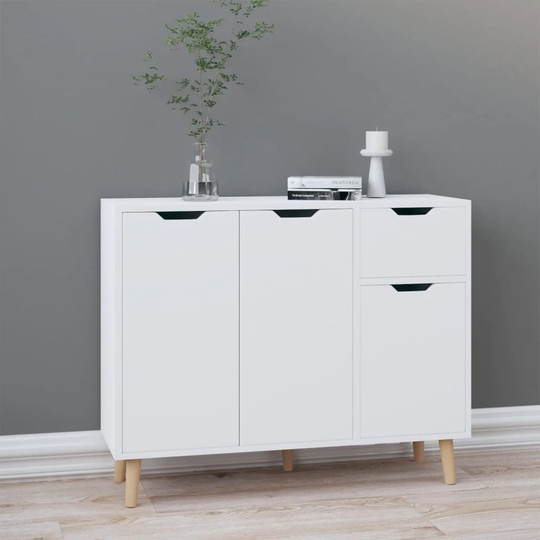 Sideboard High Gloss White 35.4"x11.8"x28.3" Engineered Wood