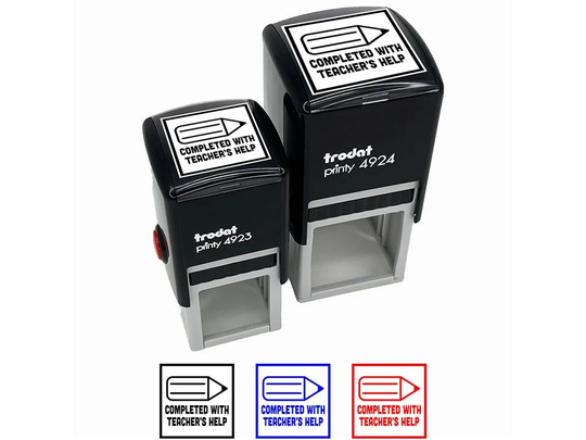 Completed With Teacher's Help Pencil Motivation Self-Inking Rubber Stamp Ink Stamper