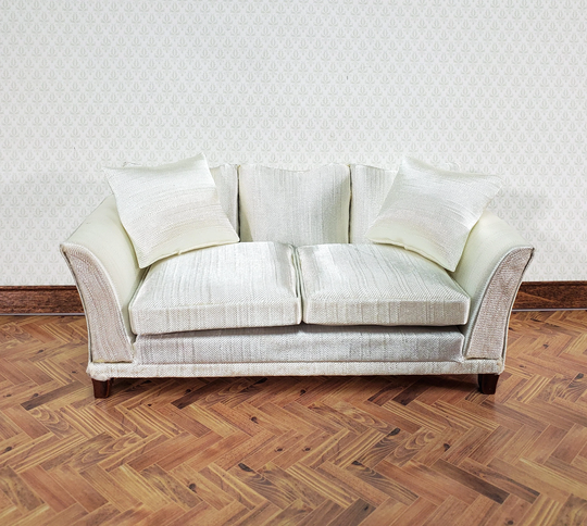 Dollhouse Sofa Couch Cream Faux Silk With Cushions 112 Scale Miniature Furniture