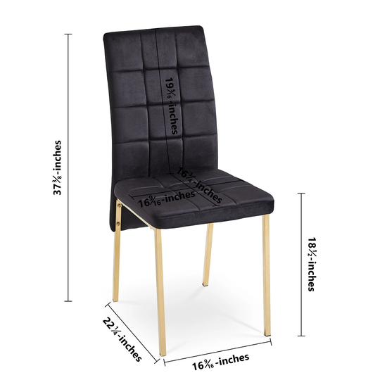 Velvet High Back Nordic Dining Chair Modern Fabric Chair with Golden Color Legs, Set of 4
