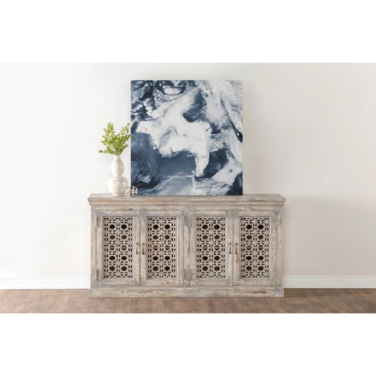 Hepburn Antiqued White 4-Door Sideboard by Kosas Home