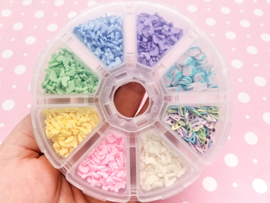 1 Sprinkle Wheel, Pastel Goth Halloween Themed Polymer Mix-In Sets With 8 Compartments, Resin Embellishment Kits, Nail Art Kits