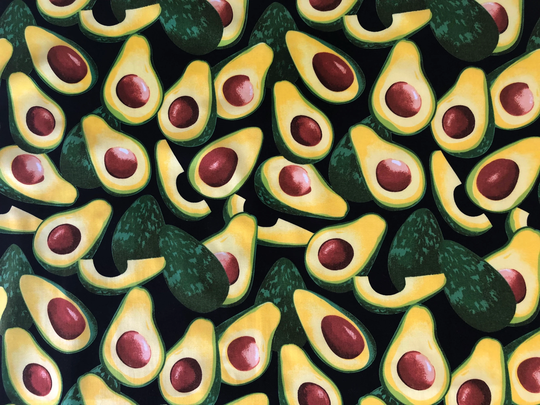 Avocado Feast Black Quilting Cotton Fabric By 1/4 Or 1/2 Yard, Fat Quarter