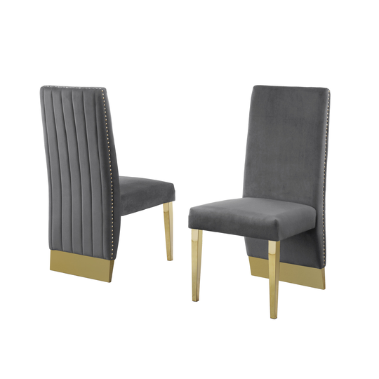 Best Quality Furniture Pleated Nailhead Chrome Dining/Side Chair