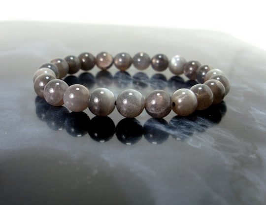 Black Sunstone Bracelet 8mm, Natural Gemstone Bracelet, Unisex Women Men Beaded Gift For Her Him +Gift Bag