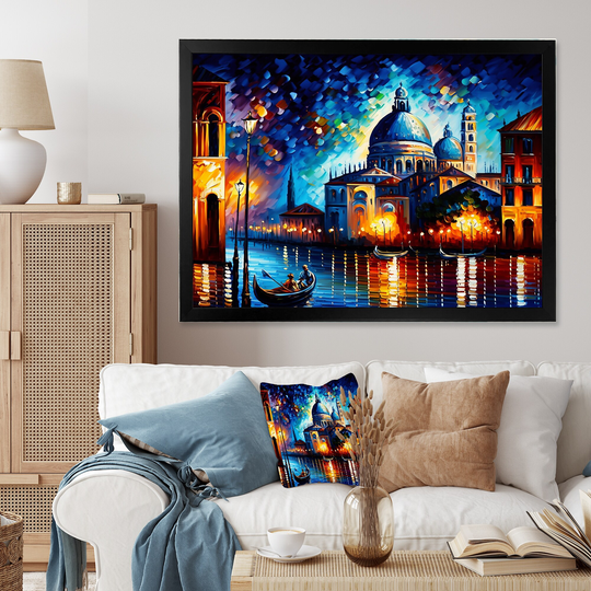 Designart 'Colorful Venice City' Cityscapes Framed Art Print