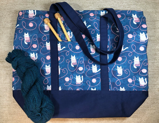 Cats Knitting Tote Bag