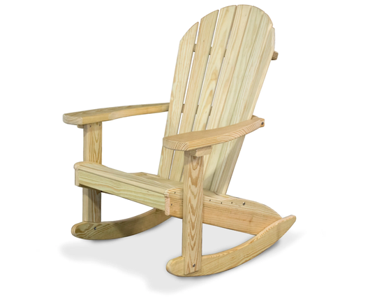 Dutchcrafters Pressure-Treated Solid Pine Wood Adirondack Rocking Chair, Unfinished - Amish Made in Usa