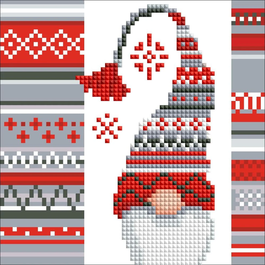 Diy Vervaco Christmas Card Craft Gnome Elf Santa Diamond Painting Gift Kit
