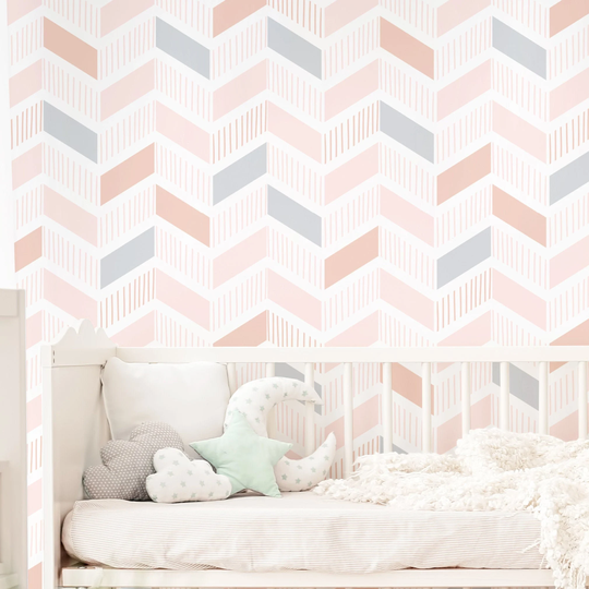 Geometric Chevron Wallpaper - Custom Color Pattern Peel & Stick Removable -Self Adhesive Mural 234