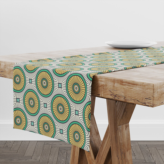 Table Runner Ethnic Collection Green | Unique Design Decor High Quality Textile & Print Made in Eu