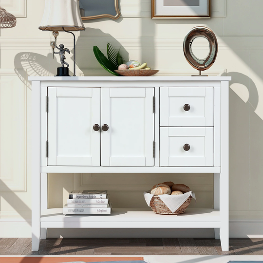 Living Room Console Table Sofa Table with Drawers, Cabinet & Shelf