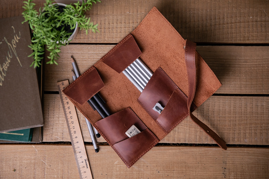 Leather Pencil Case, Organiser, Artist Roll, Leather Paint Brush Holder, Roll