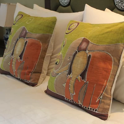 Melmack Elephant's Reminiscences Batik Cotton Pillow Cover