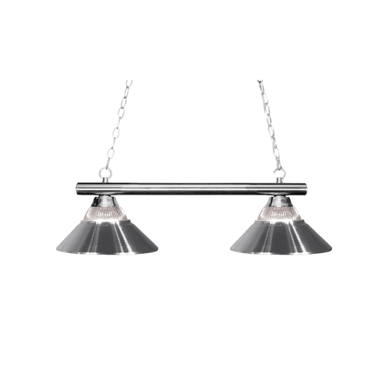 Avery Home Lighting Chrome Finish with Clear Ribbed Glass & Chrome Shade - Metal 2-light Billiard Light