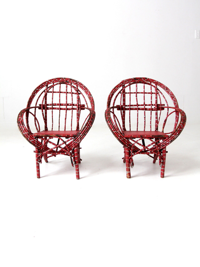 Antique Adirondack Children's Chair Pair