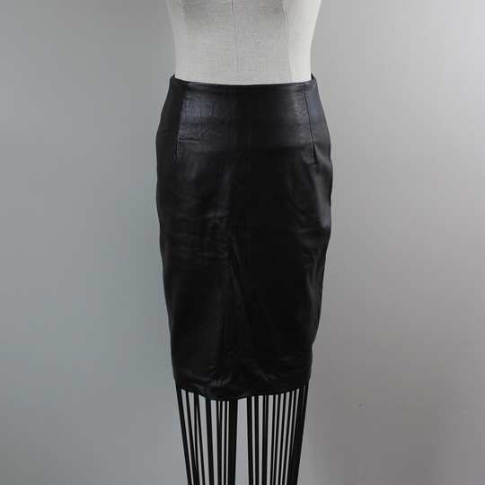 Y2K Leather Skirt | Size 4 Xs Vintage Lamb 90S 1990S Brown Pencil Small Extra