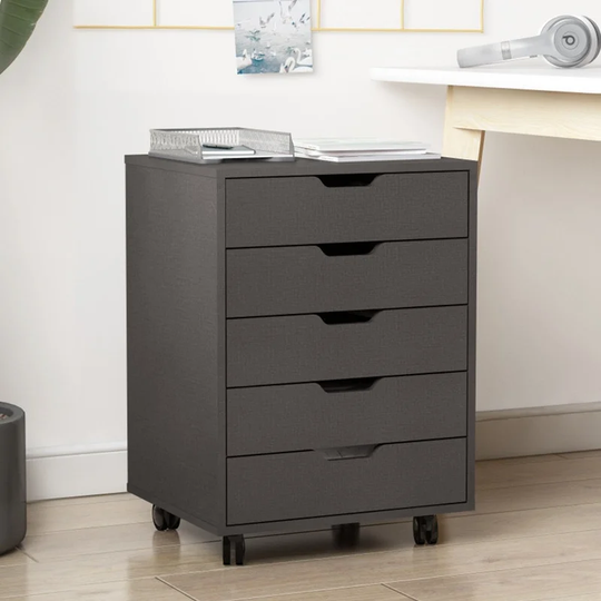 Office Practical 5-Drawer Pulley Movable File Cabinet Wooden Drawer Cabinet Office Storage Cabinet Low Cabinet