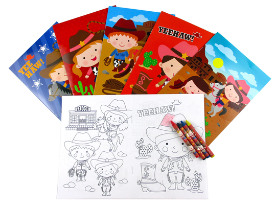 Western Cowboy Cowgirl Party Coloring Books With Crayons Favors