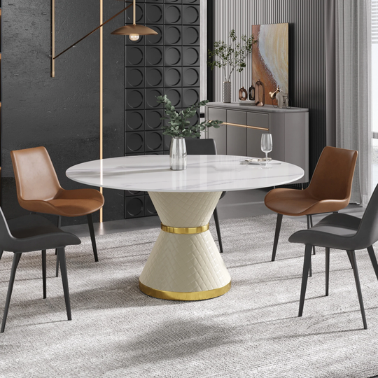 59" Modern Marble Dining Table Round Table