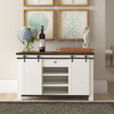 Nicolette 65" Wide 1 Drawer Pine Wood Sideboard