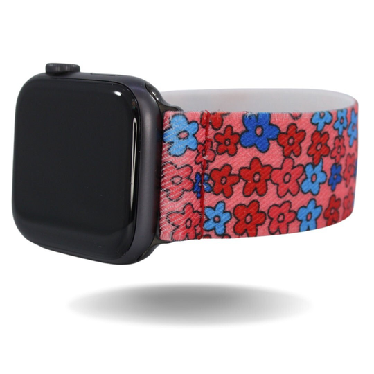 Elastic Watch Band For Apple - All Series | Models 1 8, Se, Ultra Red Blue Pink Floral Nature Flowers
