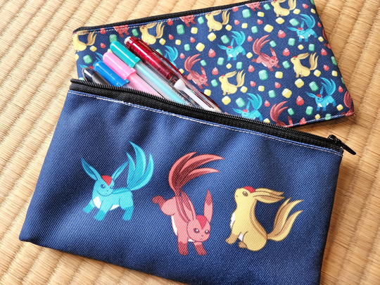 Ffxiv Carbuncle Zipper Pouch // Emerald Ruby Topaz Summons Pencil Case