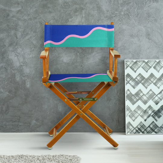 18" Director's Chair Honey Oak Frame-Wavy Wave - 21.75"W x 17"D x 33.75"H