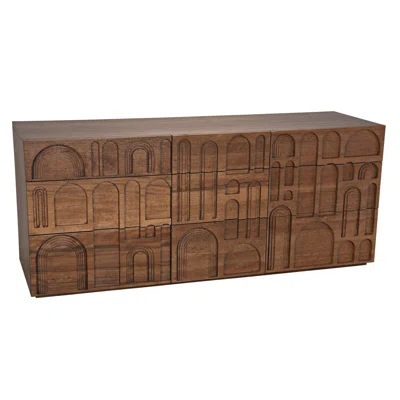 Royce 72" Wide 9 Drawer Walnut Solid Wood Sideboard
