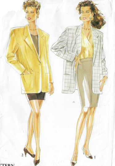 90S Womens Oversized Jacket & Pencil Skirt New Look Sewing Pattern 6654 Size 8 10 12 14 16 18 Bust 31 1/2 To 40 Ff