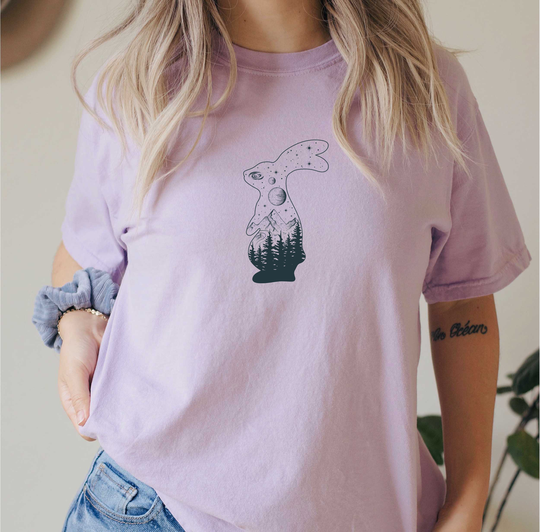 Comfort Colors Yam Celestial Bunny Shirt, Top, Animals T-Shirt, Comfy Oversized Boho