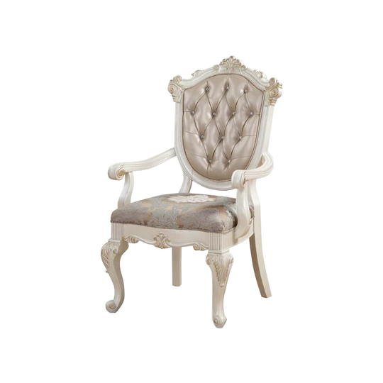 Set of 2 Leatherette Dining Chairs in Rose Gold and Pearl White