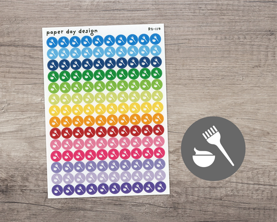 Hair Color Round Icon Planner/Calendar Stickers [R2-114]